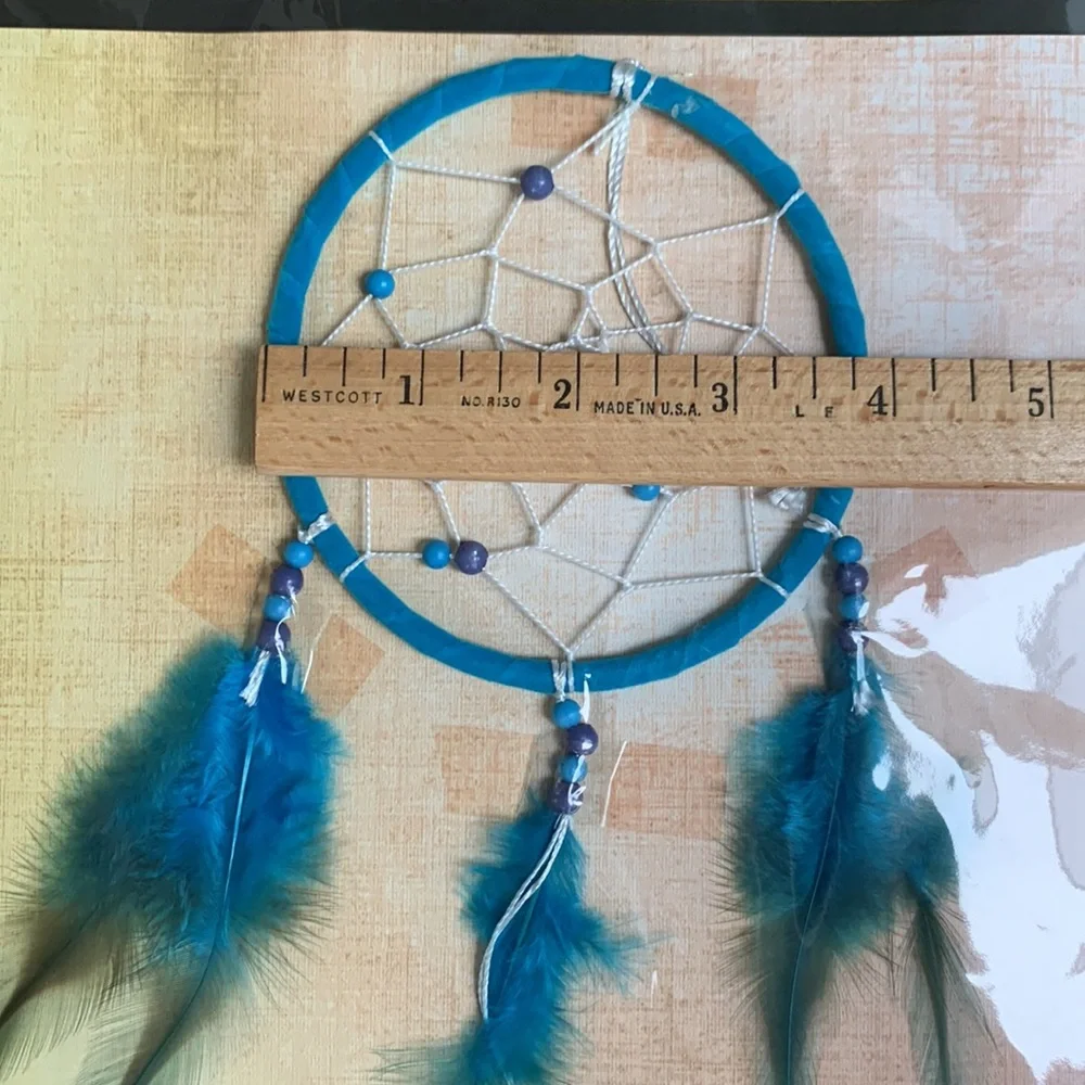 Blue Dreamcatcher Feather Bohemian Feathered Dream Catcher Native American 🆕